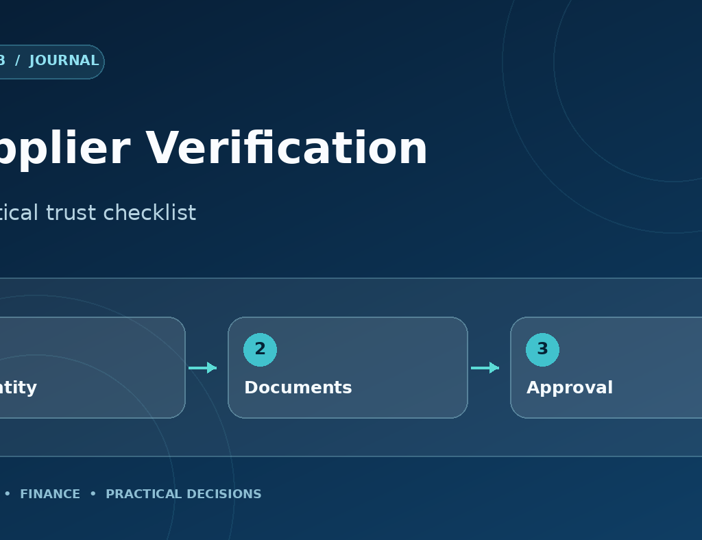 Wholesale supplier verification flow: identity, documents and approval